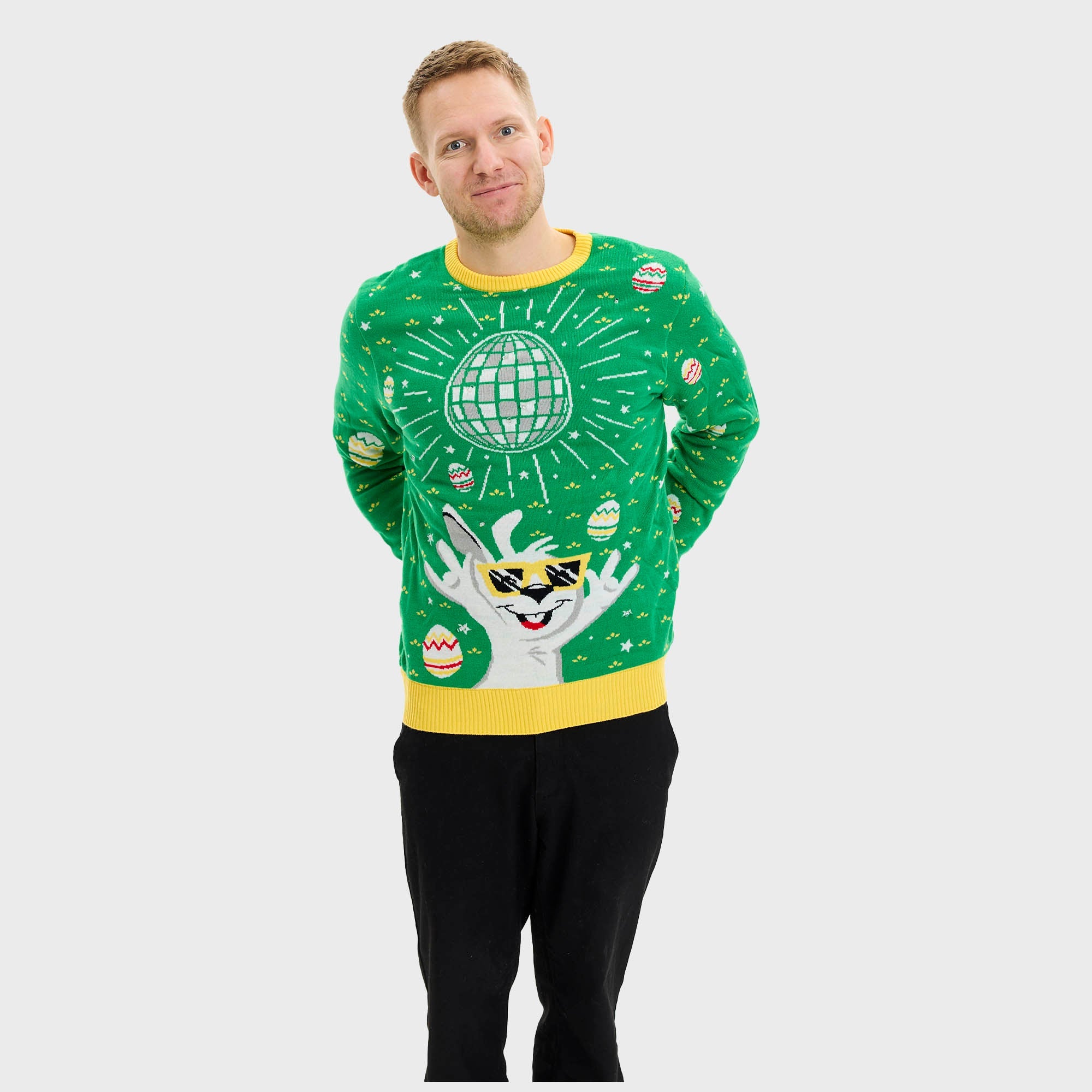 Disco Påskegenser LED Grønn - Herre